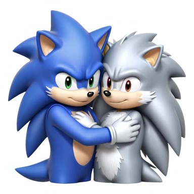 Sonic the Hedgehog and Silver the Hedgehog hugging each other sticker