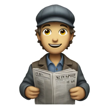A newsboy selling a newspaper with white skin sticker