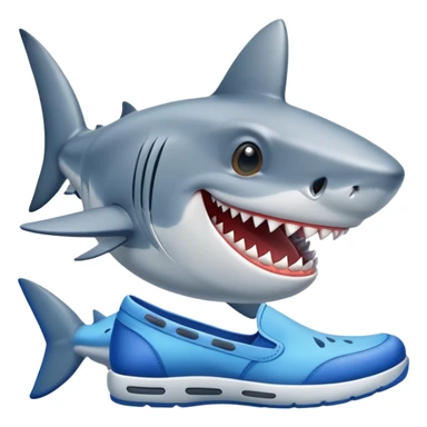A shark wearing blue shoes sticker