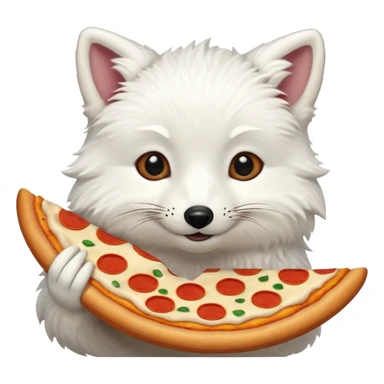 Happy Artic Fox with pizza sticker