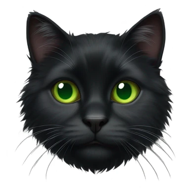 black fluffy cat with green eyes really fluffy sticker