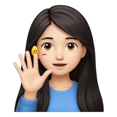 Animated girl dark long hair emoji tapping right side of the head with her hand with duh facial expression  sticker