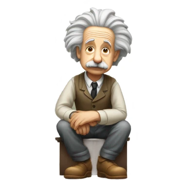 albert einstein sitting and in thinking position sticker