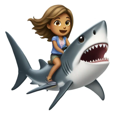 girl riding a shark sticker