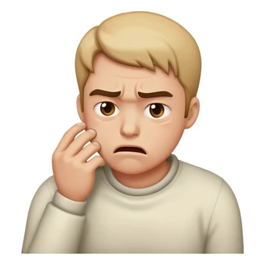 a frowning person strangling themselves  sticker