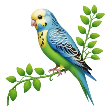 budgie with vine sticker