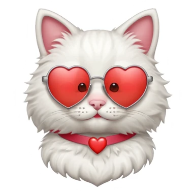 a cute white cat wearing heart sunglasses while smilling sticker