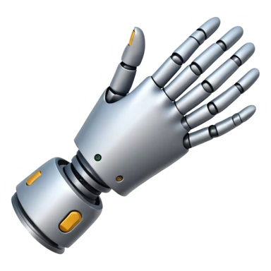 A robot's hand writes text on paper sticker