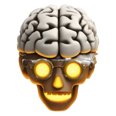steampunk brain on fire sticker