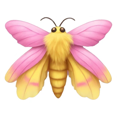 fluffy pink and yellow moth sticker