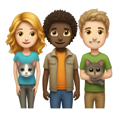 boy, girl, cat, hedgehog sticker