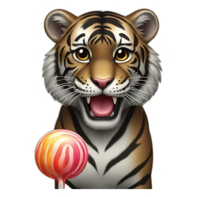Black tiger with lolipop sticker