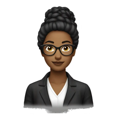 Mujer de pelo negro largo, gafas y ojos color negro sticker