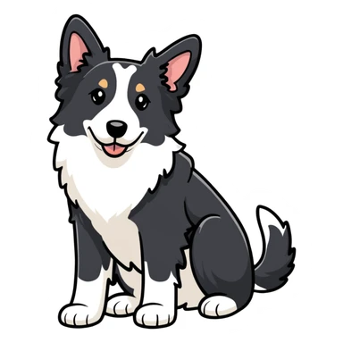 Border collie dog with only one black ear sticker