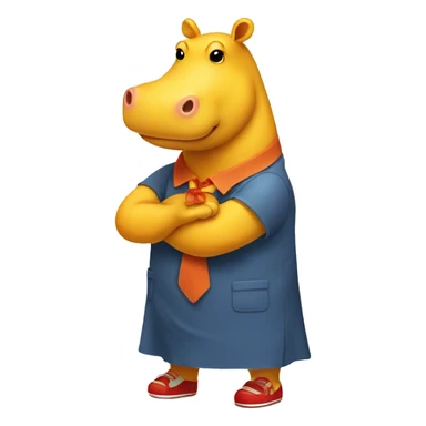 Yellow hippo with Orange dress and red shoes sticker