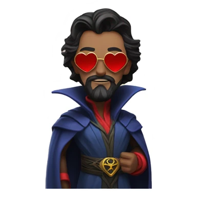 doctor strange having long beard and heart shaped sunglasses sticker