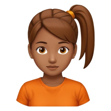 brown haird medium tone skin girl with ponytail and orange shirt sticker