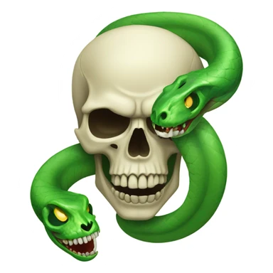 skull with open mouth green snake sticker