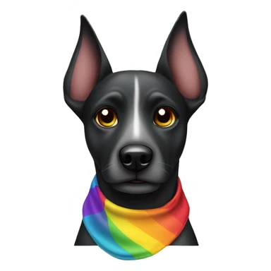 black head mongrel dog with rainbow bandana  sticker