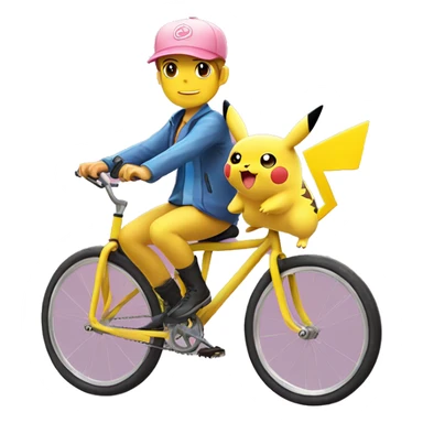 Pikachu and Jigglypuff riding a bike sticker