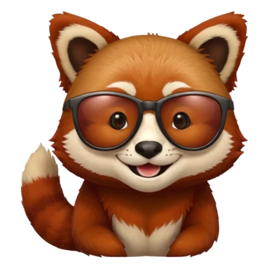 Make a logo of a red panda but instead of ginger fur, its fur is crimson red, and only the face, give the red panda shades and make it smile sticker