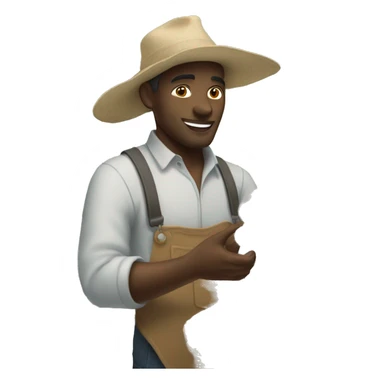 man picking up cotton sticker