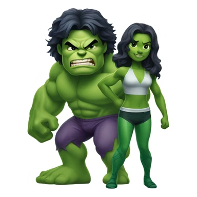 Mini cute Hulk with she hulk sticker