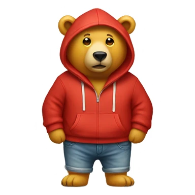 Yellow bear wearing red hoodie no pants sticker