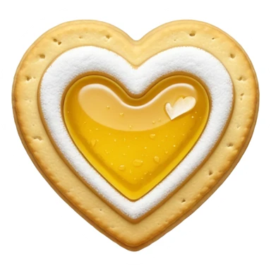 Realistic shortbread cookie in the shape of a heart with color of lemon jelly middle filling and sprinkled powder sugar on top. sticker