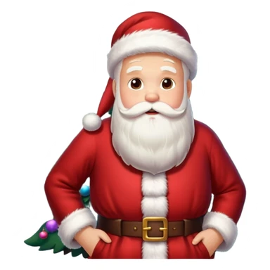 Santa Claus and a Christmas tree, with snowflakes in the background sticker