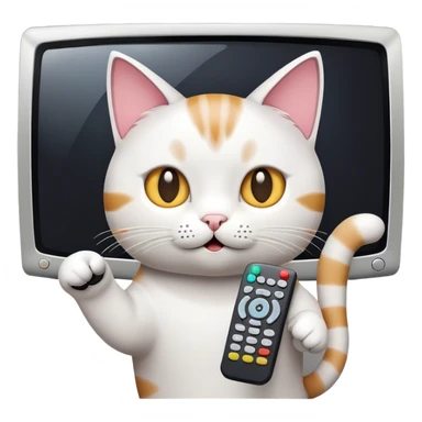 A Cat pointing a tv remote sticker