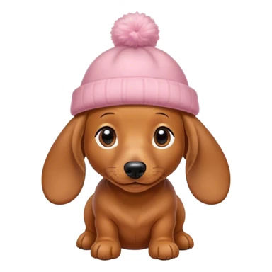 Small and tiny dachshund in cozy shoes and little pretty hat. sticker