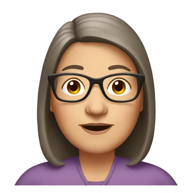 older fat woman long straight brown hair with glasses sticker
