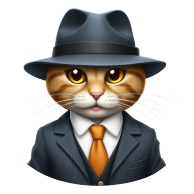 A ganster cat with a gub sticker