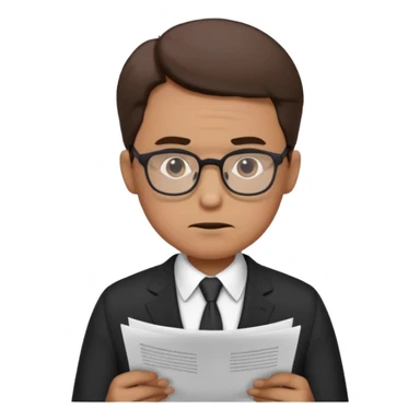 male office doubt face looking at paper sticker