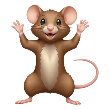 Energetic rat in mid-dance pose with one paw up and joyful expression sticker