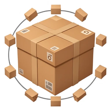 network in a circle with brown packages at intersection points sticker