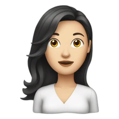 white woman dark hair presenting a slide sticker