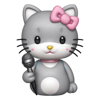 grey Hello Kitty with a microphone sticker