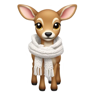 fawn with a white knitted scarf sticker