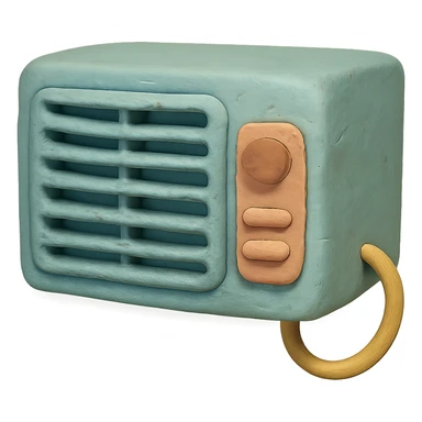 air conditioning unit in claymation style with pastel colors and visible fingerprints sticker