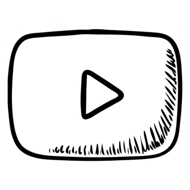 Hand drawn miniature YouTube logo with play button inside rounded rectangle sticker