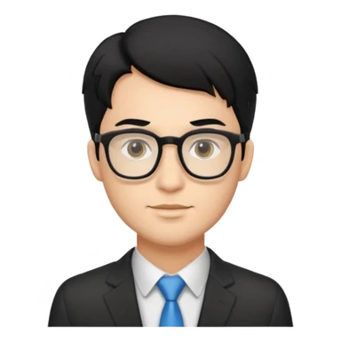 a handsome IT professional with balck hair and glasses sticker