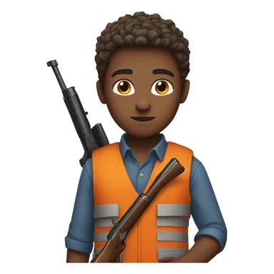 Boy with blue eyes who hunts with shotgun orange vest sticker