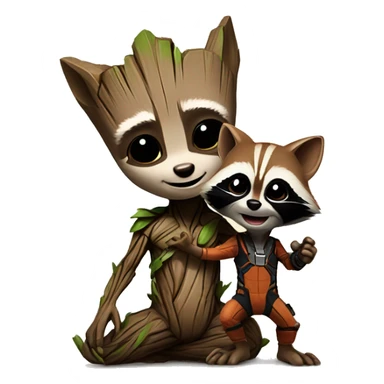 baby groot and rocket racoon sticker