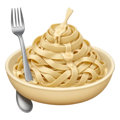 white creamy saucy fettuccine with a fork   sticker