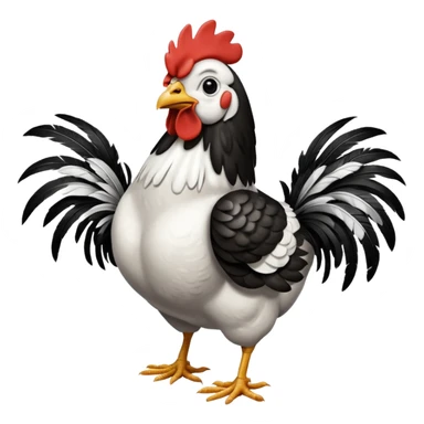 chicken with body covered black and white bar feathers  sticker