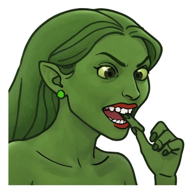 woman biting her nail sticker