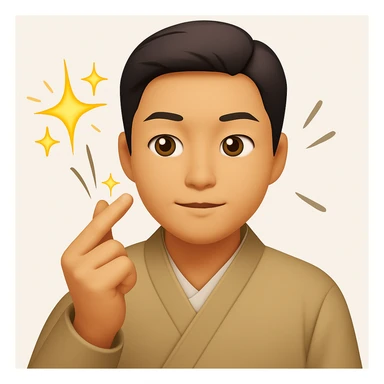 Add dynamic finger snap motion lines and sparkles to emphasize the snapping action, keep the emoji style and original colors. sticker