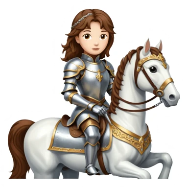 Renaissance princess knight with brown hair on horse sticker